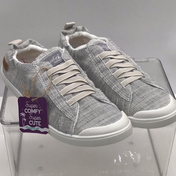 Blowfish Shoes - Blowfish Sand Ribbed Gray Canvas Slide On Sneaker